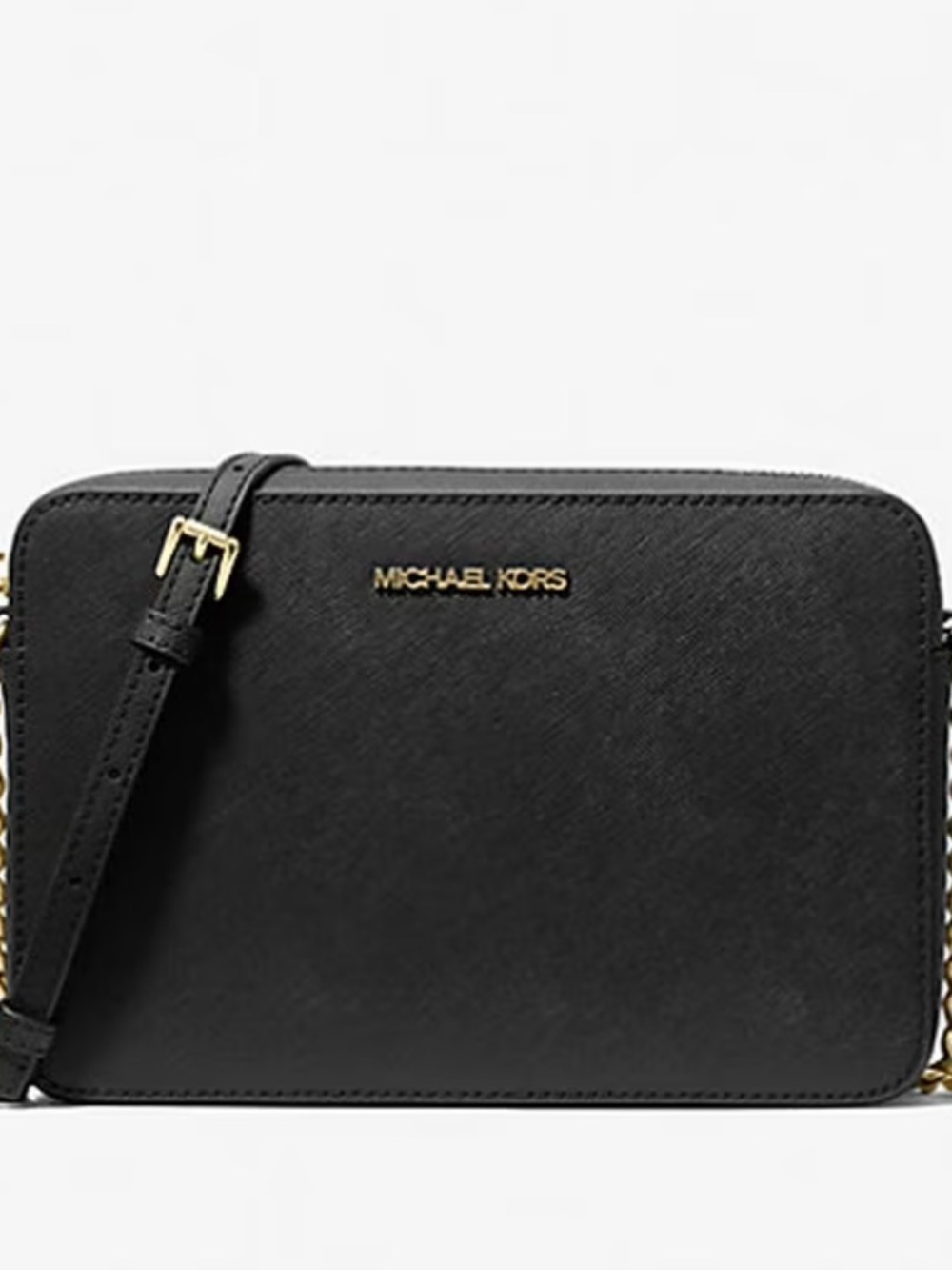MICHAEL KORS Black Leather Crossbody with Gold Hardware